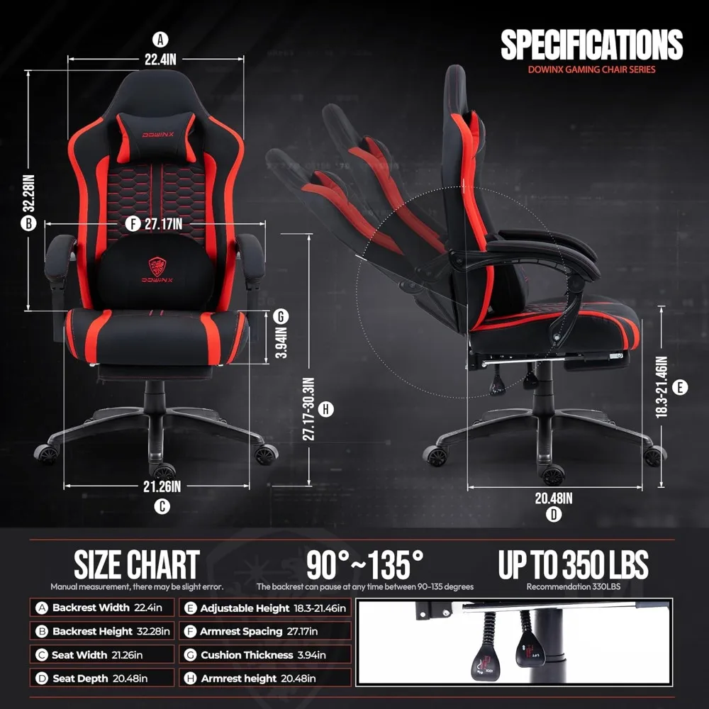 كرسي ألعاب مريح لدعم قطني للتدليك مع مقعد ساخن ووسادة زنبركية للجيب ومسند للقدمين لتمارين الألعاب المريحة