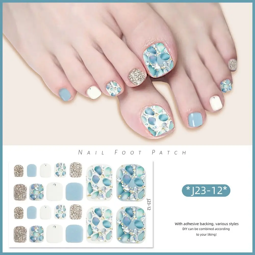 Removable Foot Nail Stickers Fashion Exquisite Toe Nail Sticker White Flash 22 Foot Nail Supplies And Manicure Tools Foot Toe