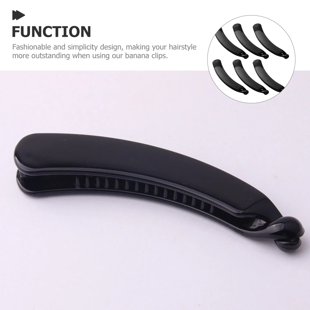 

6Pcs 11Cm Glossy Black Banana Clips For Women Hair Accessories Stylish Diy Hair Clamps Ponytail Holders Curly Thick Hair