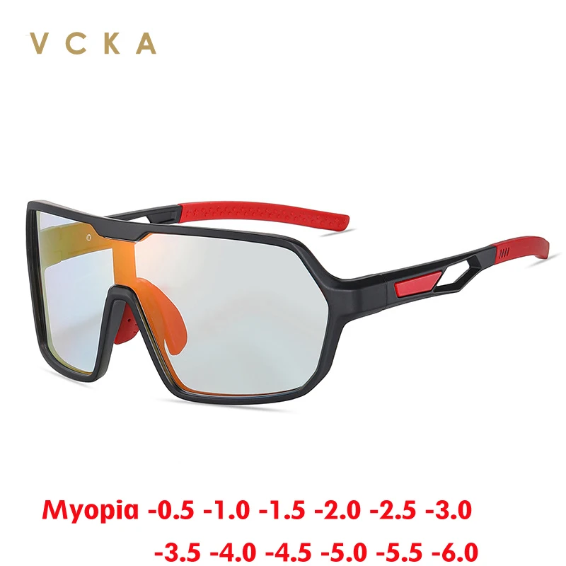 VCKA Photochromic Myopia Sunglasses Men Women Prescription Glasses Outdoor Optics Eyewear Riding Driving Goggles -0.50 to -6.0