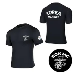 Summer R.O.K.A ROKMC MARINES Outdoor Sports Work Casual Men's Cooling Loca Short Sleeve Cotton T-Shirt