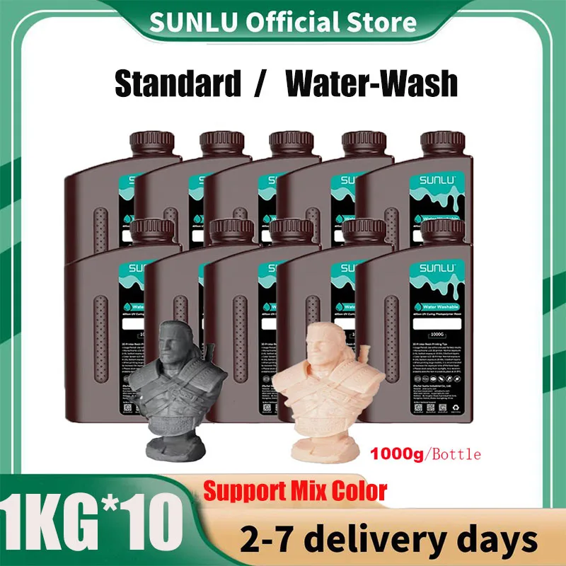 

SUNLU 10KG Standard / Water-Wash 3D Resin 405nm UV Resin For most SLA/DLP/LCD 3D Printer Material UV Sensitive 1kg
