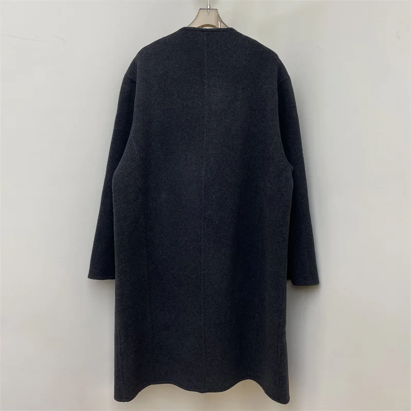 

Women's trench coat 2025 winter new Round neck slim fit long women's windbreaker Wool blend women's winter jacket y2k outerwears