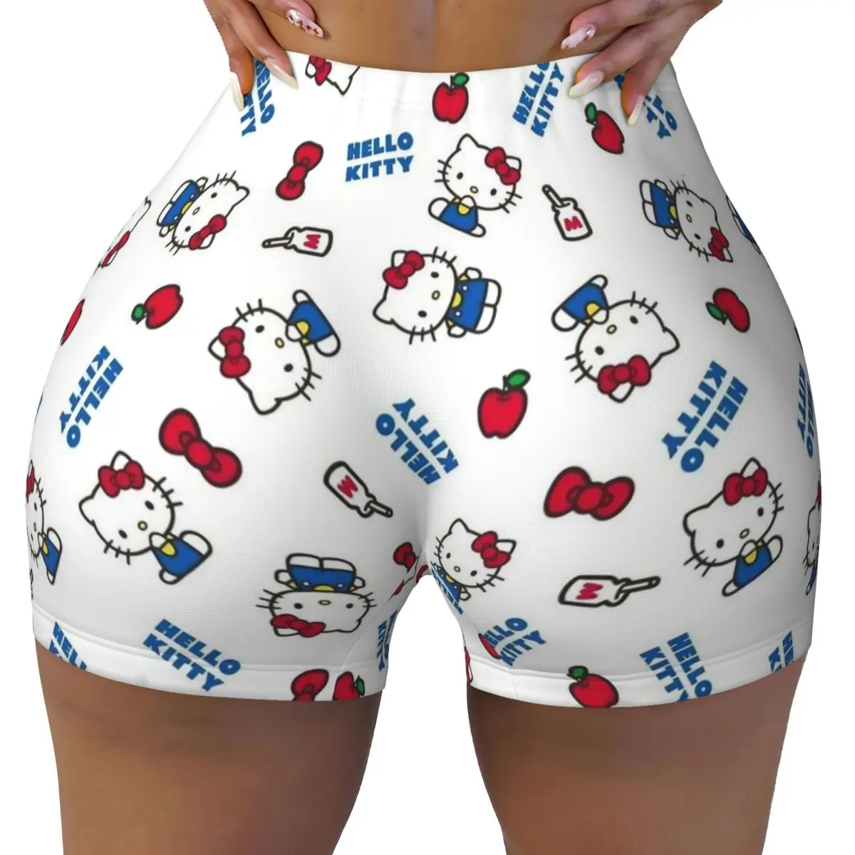 

Женские шорты для йоги для тренировок, шорты Hello Kitty Honey Peach, бедра, милые штаны для фитнеса с героями мультфильмов