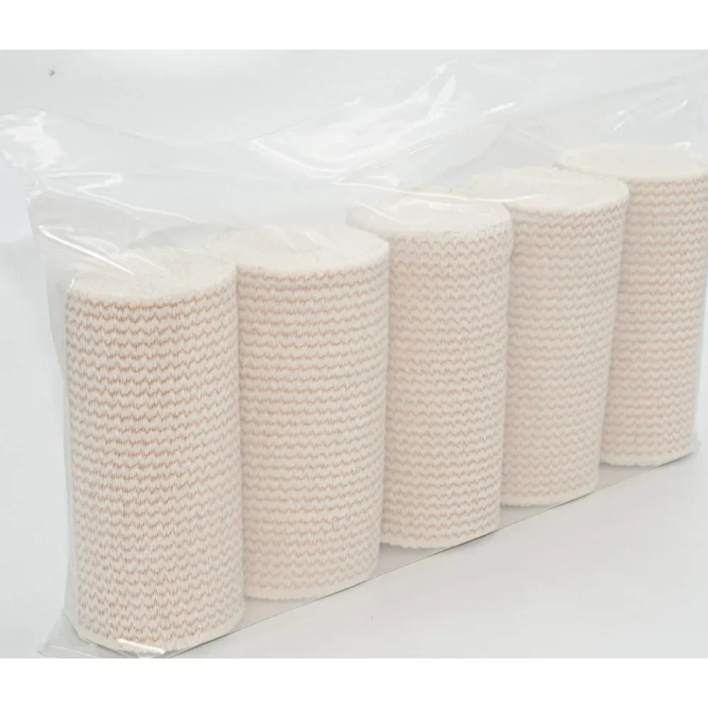 Cotton Elastic Bandage, 4 Inch x 13-15 feet Stretched Length with Hook and Loop Closure, Latex-Free Compression Bandage