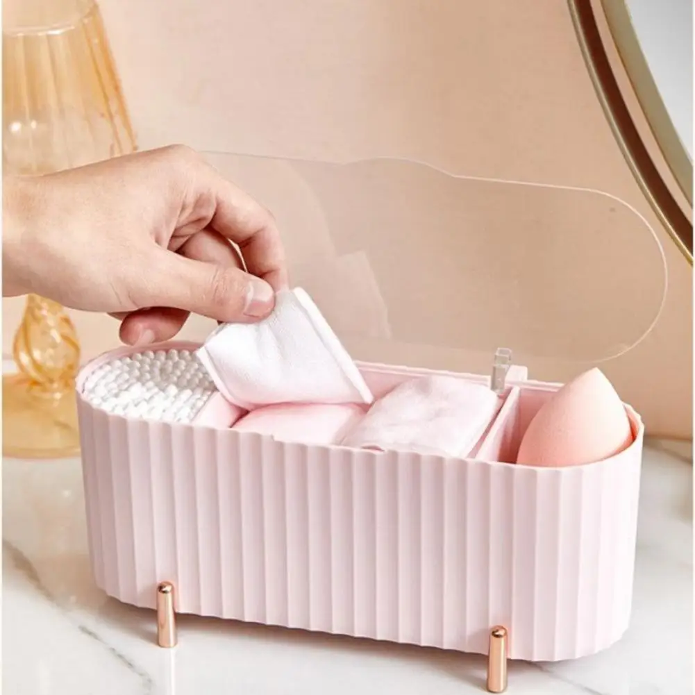 

NewCotton Swab Makeup Box with Transparent Lid PP Desktop Make Up Container for Cotton Swab/Cotton Pads Cotton Pad Organizer