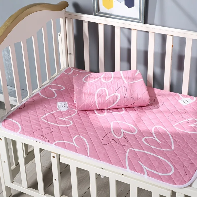 50/80/120 4 Layer Cartoon Dino Heart Diapering Mat Waterproof Washable Changing Pad for Night and Menstrual Protection Baby Care view 4