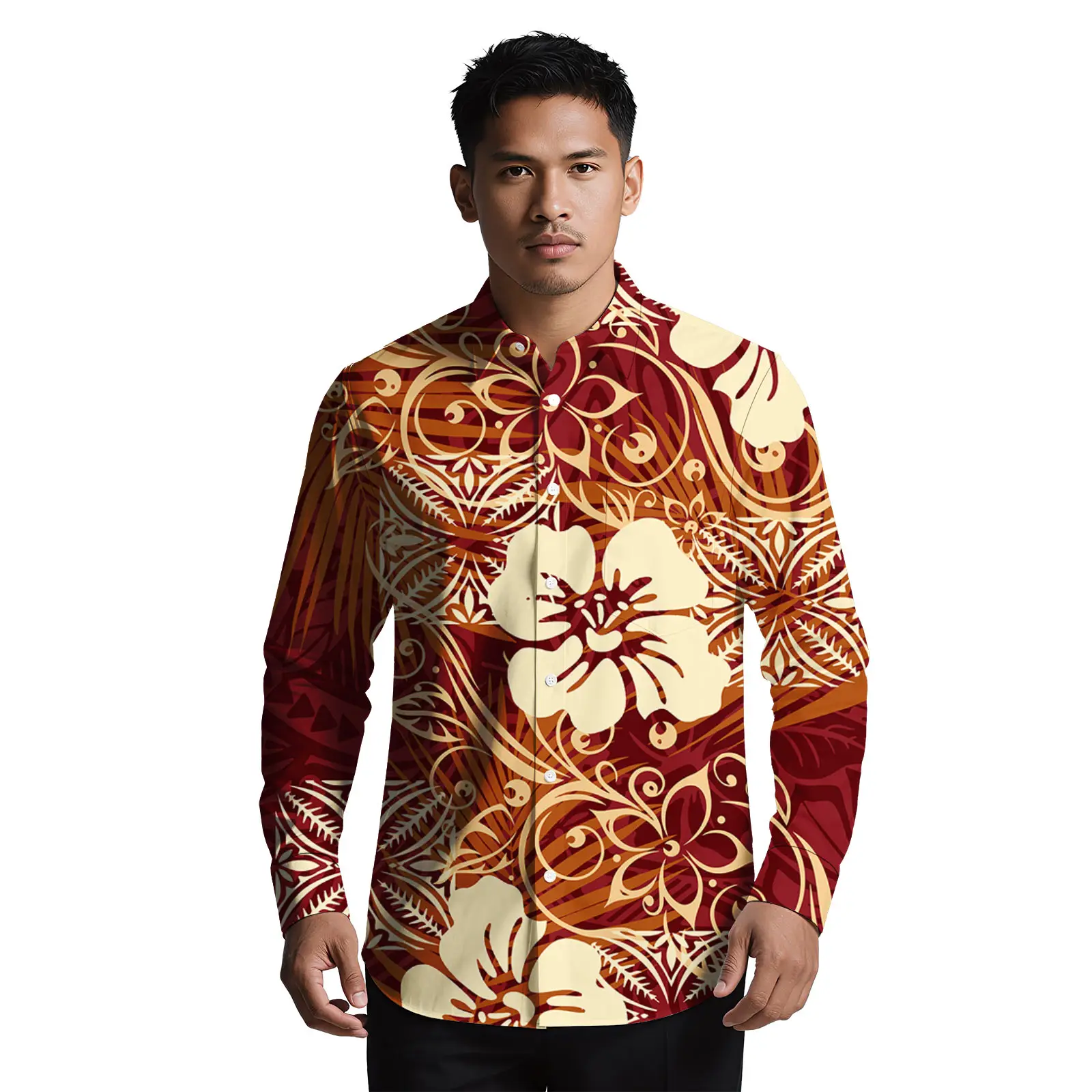 مخصص الأزهار طباعة الرجال الملابس جزيرة هاواي ألوها قمصان للرجال ساموا عارضة الرجال قميص البولينيزية الجديدة ملابس رجالي قميص