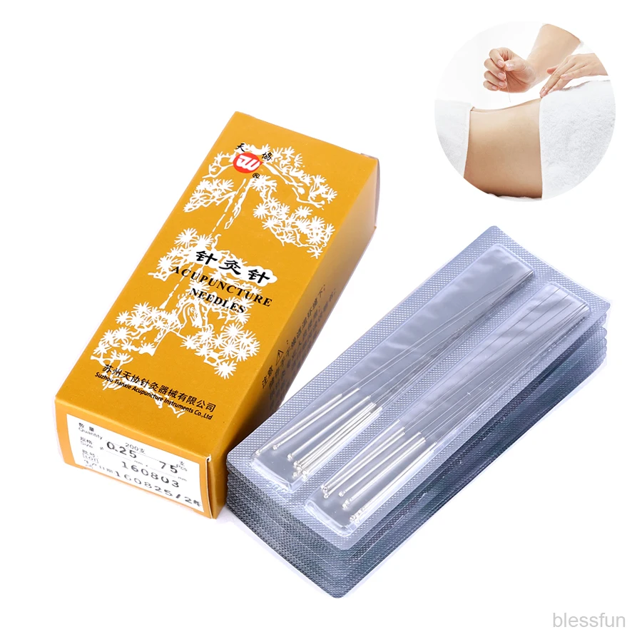 200pcs disposable acupuncture silver surface backshank  sterile acupuncture needle reusable guasha 0.25/30/35/40/45mm