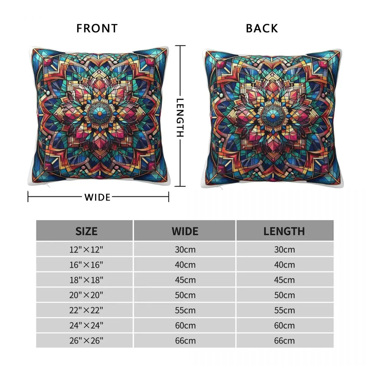 Vibrant Stained Glass Geometric Square Pillowcase Polyester Linen Velvet Printed Zip Decorative Pillow Case Sofa Cushion Cover