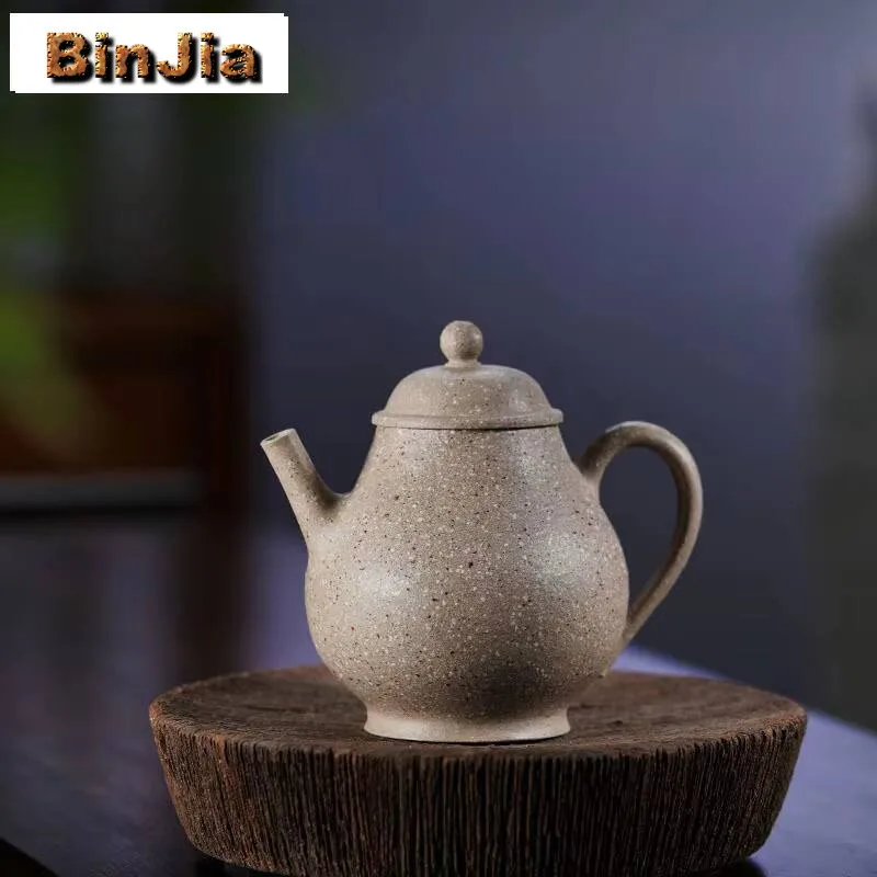 270Ml Yixing Purple Clay Teapots Handmade High Pear Pot Raw Ore Coarse Sand White Jade Segment Mud Kettle Strainer Zisha Tea Set