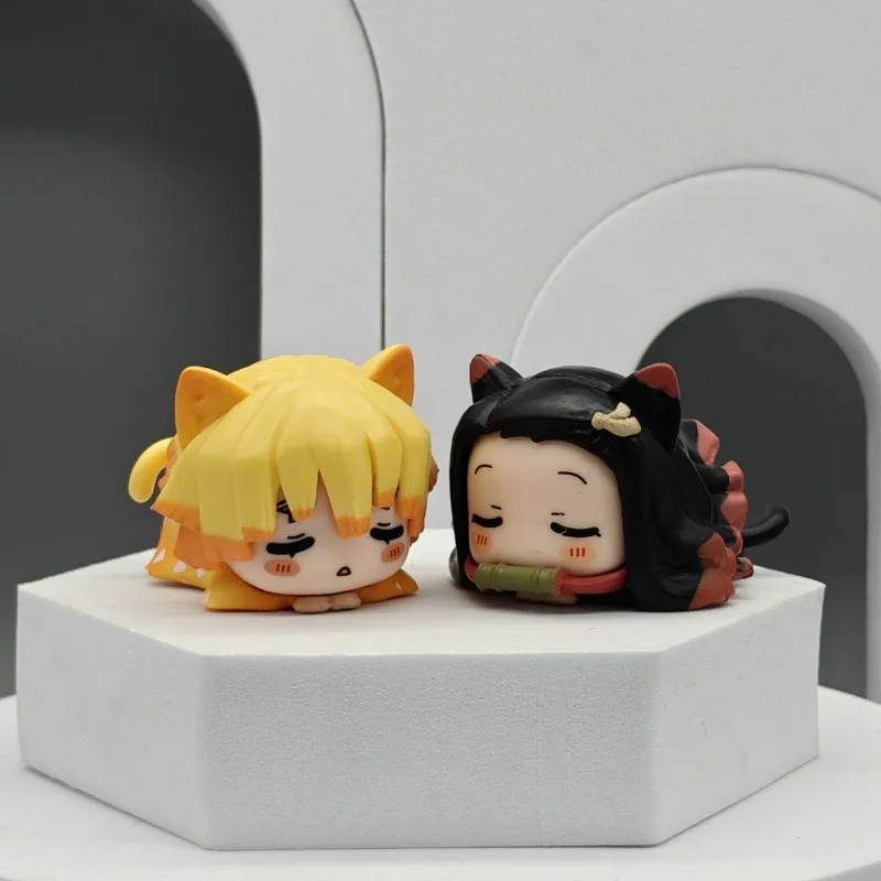 6 pezzi Hot Anime Demon Slayer Q Versione Figurine Personaggi dei cartoni animati Kamado Nezuko Agatsuma Zenitsu Figurine Top Cake Supplies