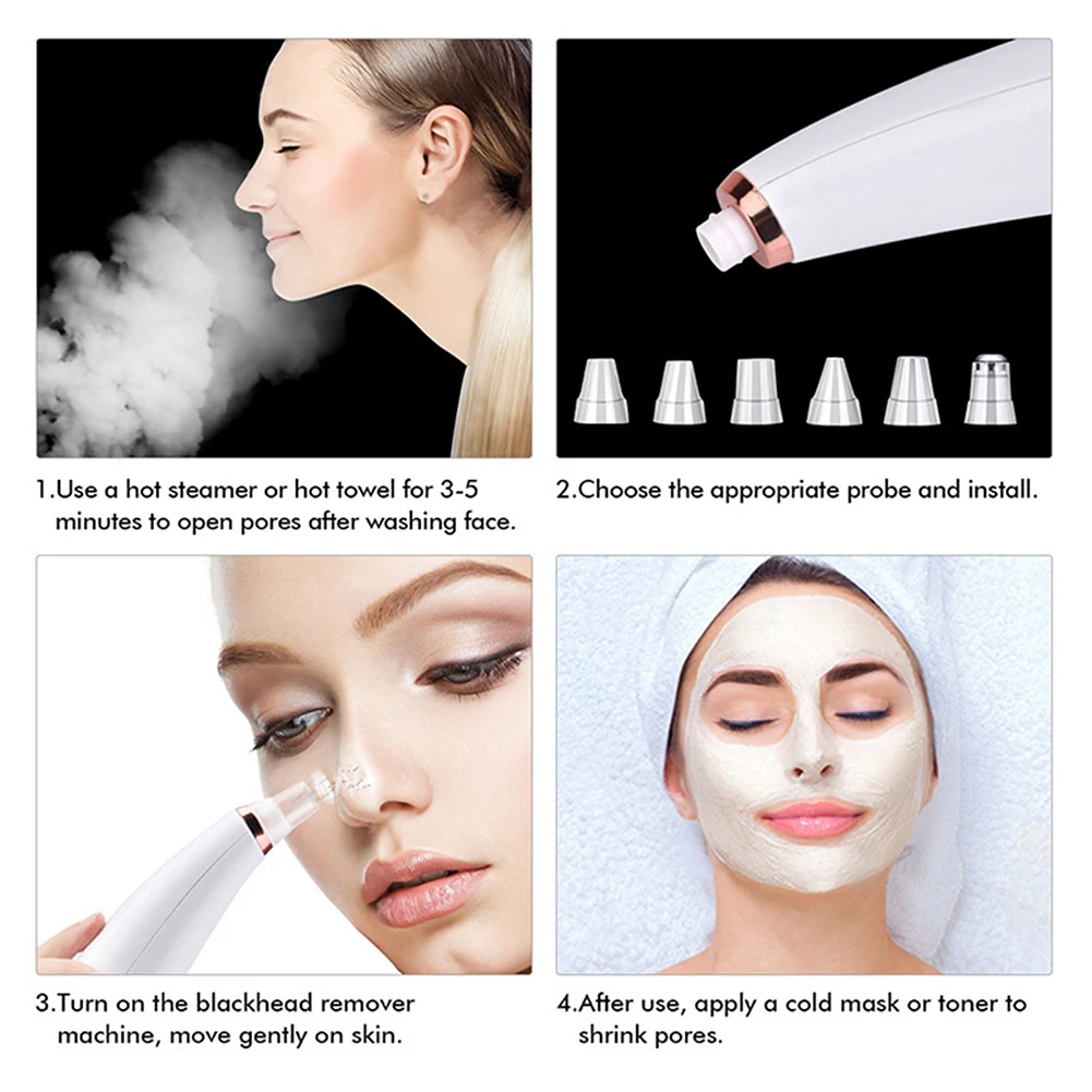 Vacuum Blackhead Remover Electric Facial Cleanser Black Spots Removal Deep Cleansing Pore Cleaner Machine Set