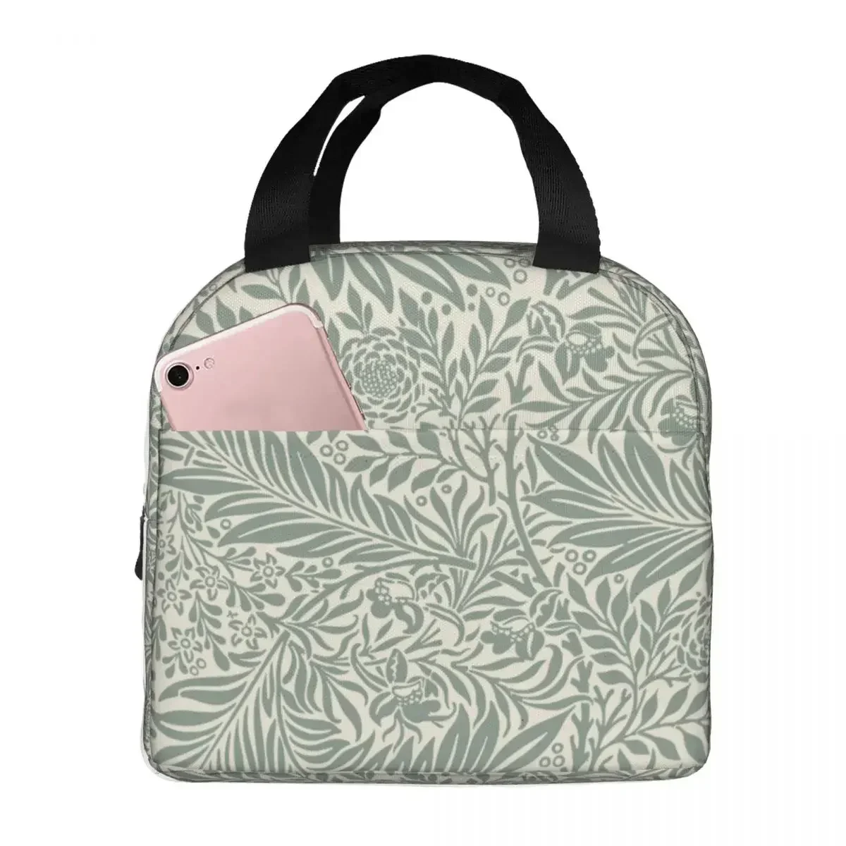 Lunch Bag for Men Women William Morris Green Thermal Cooler Portable Picnic Oxford Tote Handbags