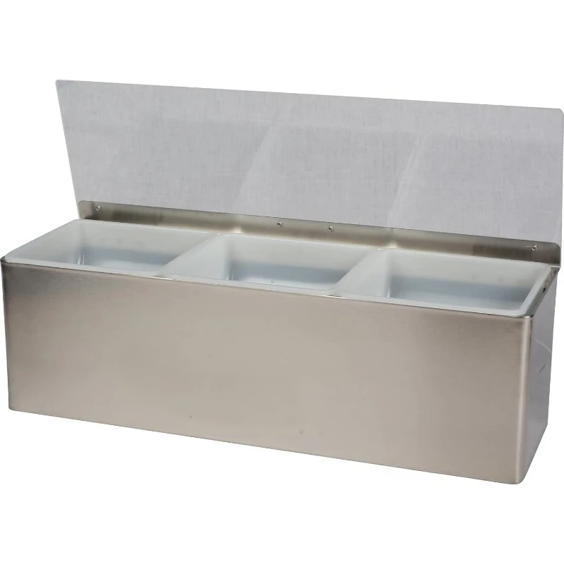 

Держатель для приправ Garnish Center с откидной крышкой для кухни, бара и ресторанов, нержавеющая сталь, 3 литра,