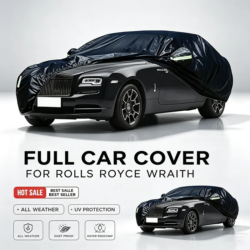 For Rolls Royce Wraith Full Car Cover All Weather Snow Sun UV Dustproof Reflective Strips Wind Straps Outdoor