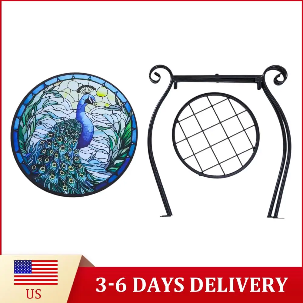 

14-дюймовый уличный приставной столик-полка с защитой от ржавчины, круглый декоративный столик, прикроватная подставка для растений для патио, двора, веранды, балкона, сада