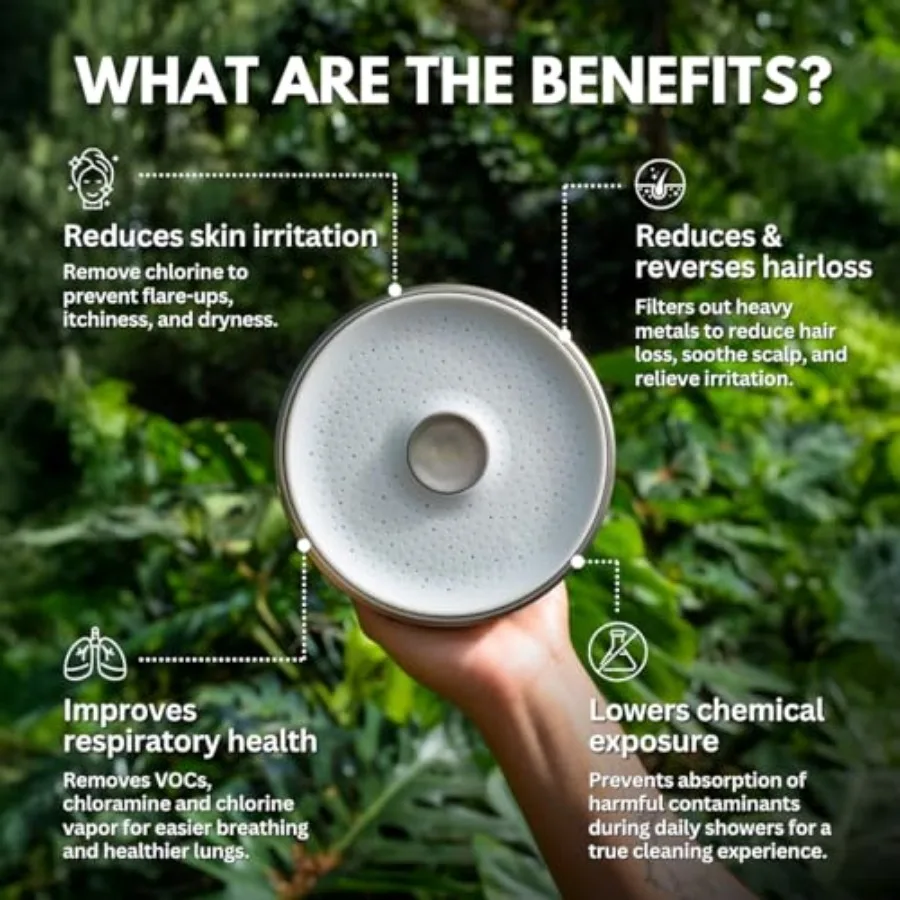 رأس دش مفلتر من PRIMALS - مثالي للحمامات المنزلية ومساحات العافية - يزيل بشكل فعال من المعدن الثقيل لفلوريد الكلور