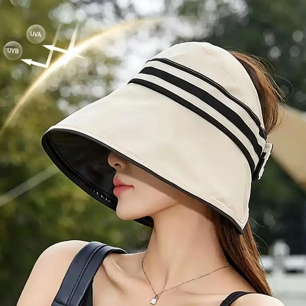Sun Hat for Beach Vacation Upf50 Sun Visor Hat Foldable Wide Brim Beach Hat Breathable Hollow Top Summer for Women Uv for Women