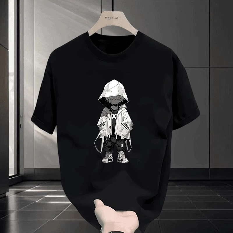

Trendy men's short-sleeved T-shirt 2025 Summer blockbuster pure cotton loose round-neck printed T-shirt for men