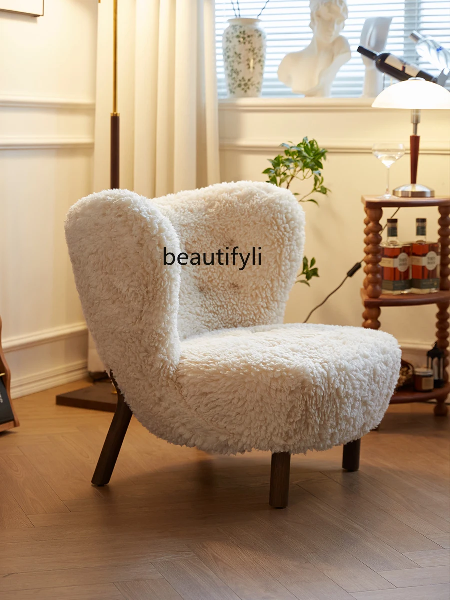 Little Petra Couch Nordic Modern Light Luxury Lamb Wool Leisure Chair Retro Living Room Single