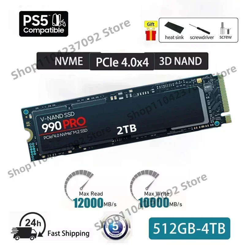 New 990PRO SSD 8TB 4TB 2TB 1TB Internal Solid State Disk M2 2280 PCIe Gen 4.0 X 4 NVMe for PlayStation 5/PS5/Laptop/PC/PS4