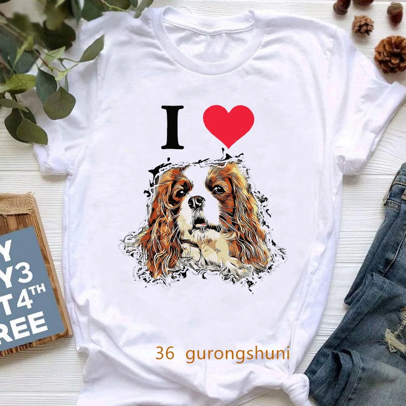 

2024 Fashion Kawaii Funny Cavalier King Charles spaniel mom print tshirt femme graphic tees women dog lover gift female t-shirts