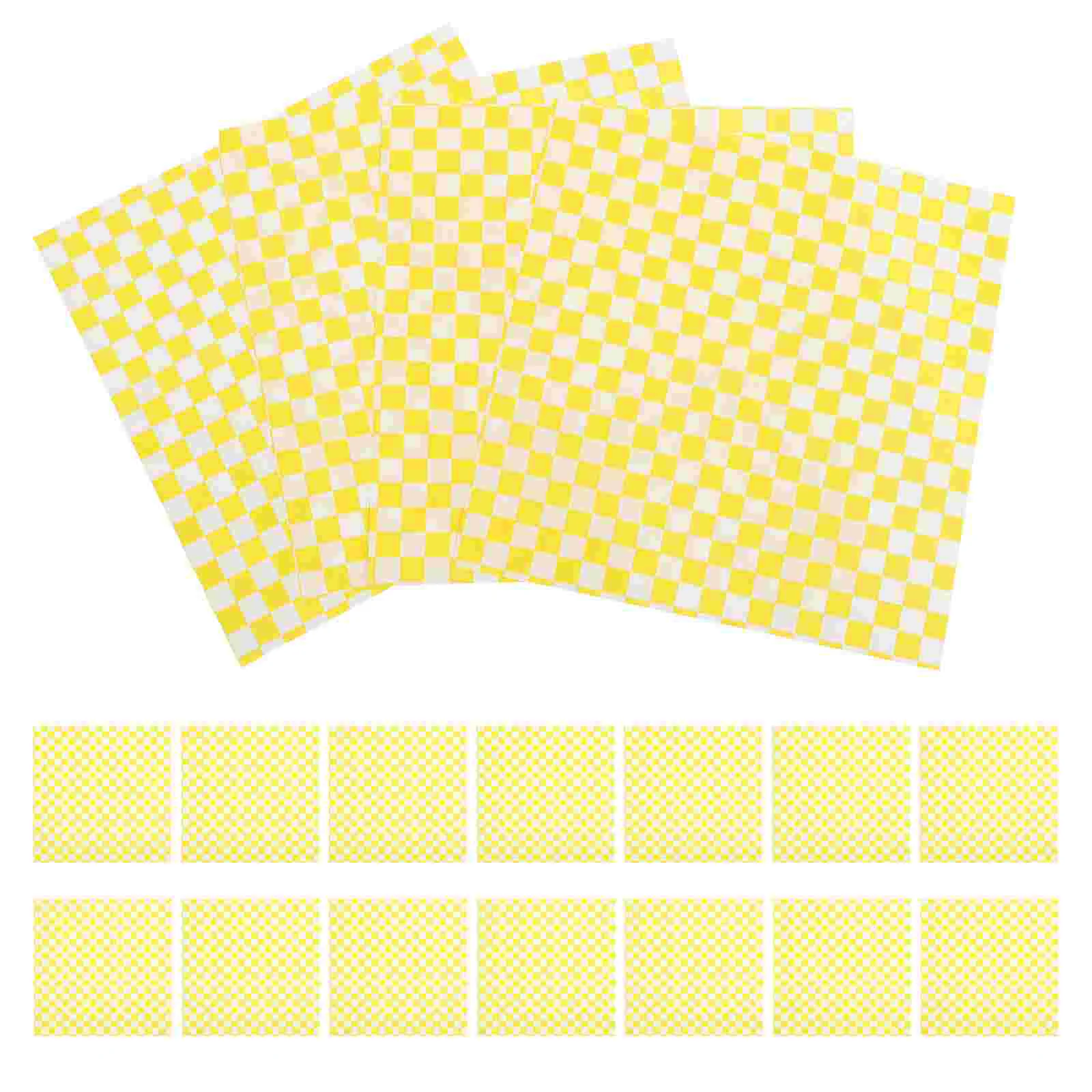 50 Sheets Yellow Food Paper Checkerboard Burger Wrapping Rice Ball Bento Baking Bread Mat Grease-proof Sandwich Corn Tortillas