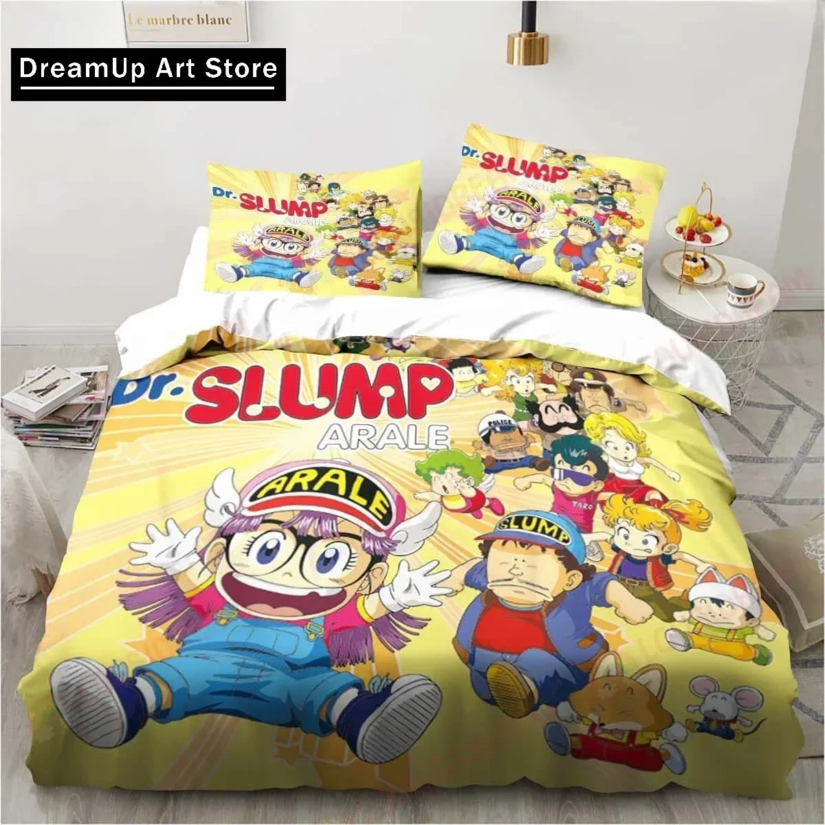 Parure de lit DR s-slump Arale, dessin animé 3D, housse de couette mignonne avec taie d'oreiller, double, simple, Queen, King, taille, pour garçons et adultes, maison