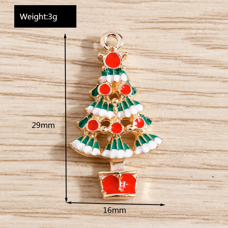 Tusember 20 Stück Emaille-Weihnachtsbaum-Anhänger für die Schmuckherstellung, fröhliche Neujahrs-Ohrringe, Halsketten, Armbänder, DIY-Geschenke – Detail 10
