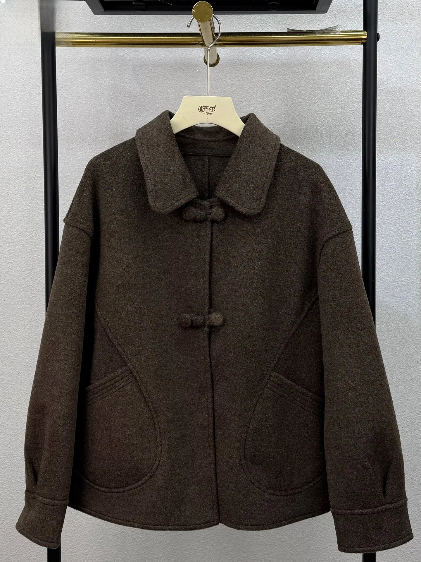 

Элитное двустороннее шерстяное пальто для женщин: корейский свободный крой, осенне-зимнее, для невысоких женщин среднего возраста