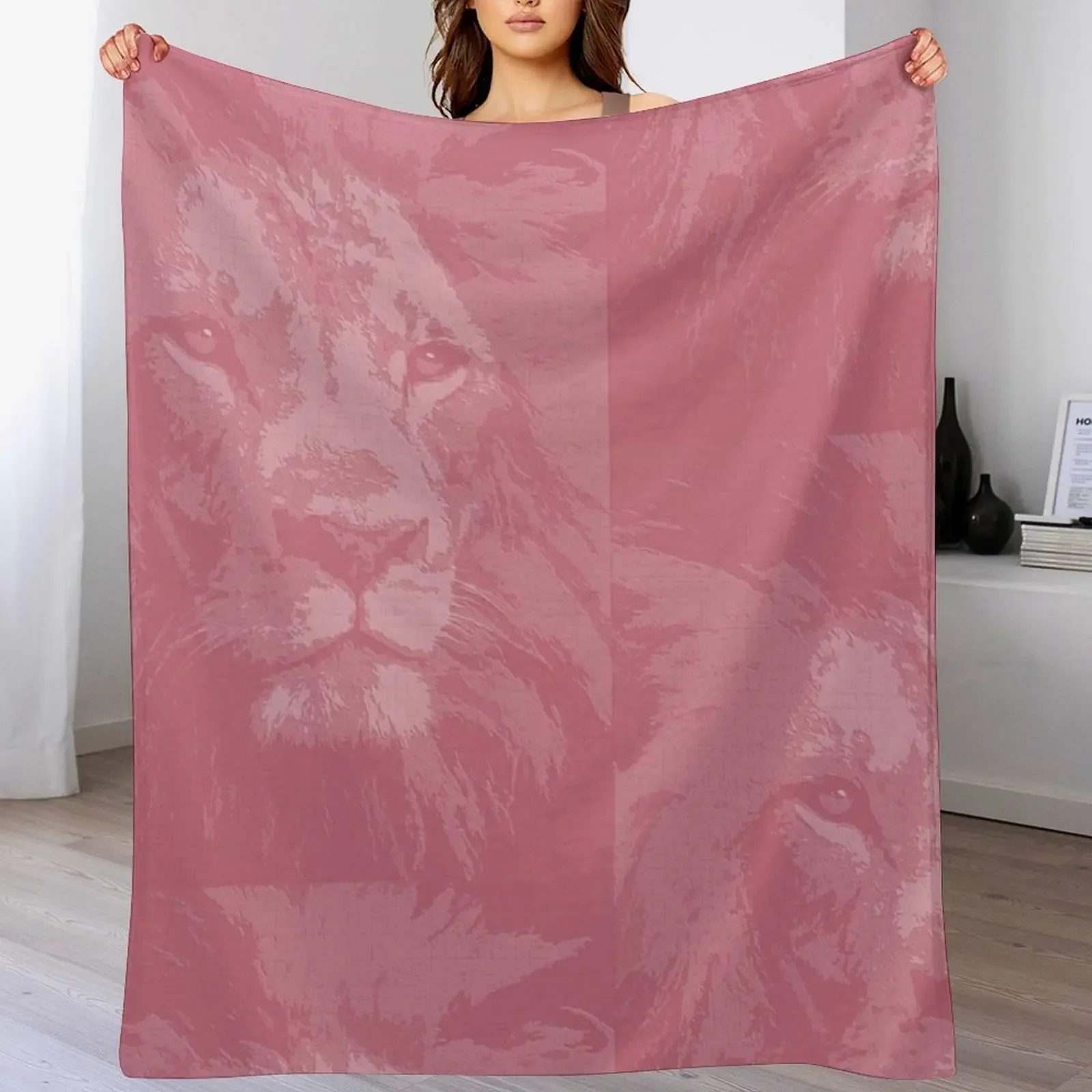 

Pink Lion Face Head Throw Blanket manga Hairys Cute heavy to sleep Blankets