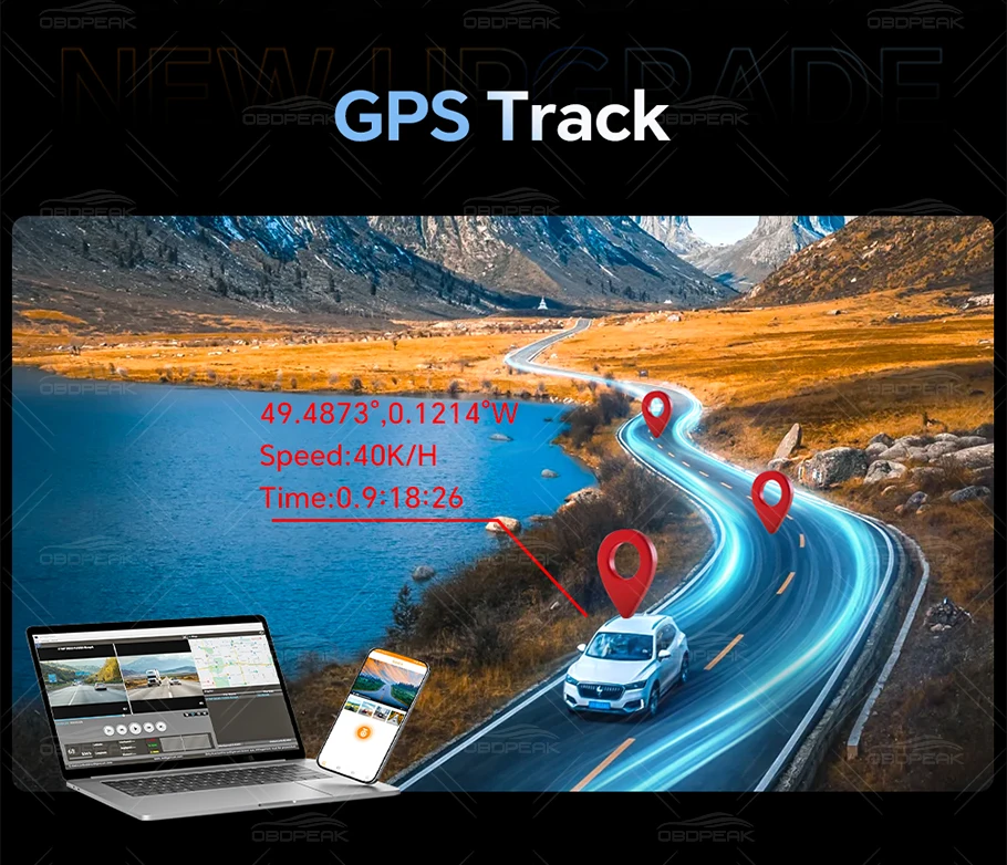 OBDPEAK K9 Max 12,3 Zoll 4K Dashcam Kabelloses CarPlay & Android Auto GPS-Navigation Touchscreen Auto-DVR-Kamera Videoaufzeichnung – Detail 11