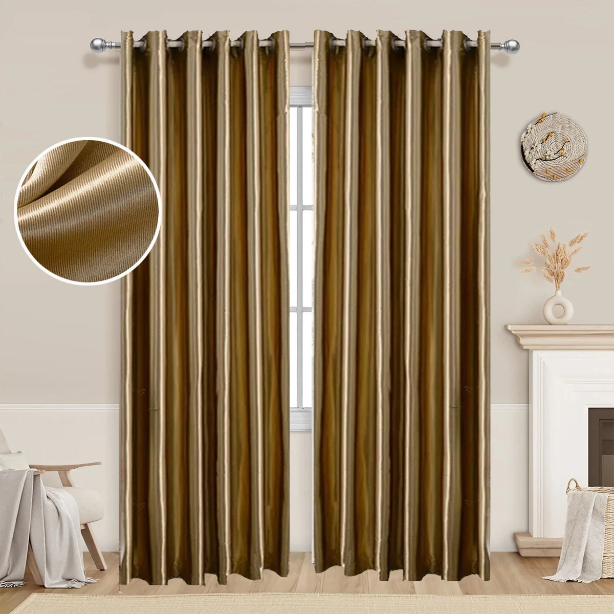 Modern Simple Silk Soft Satin Semi-Blackout Bedroom Curtains, versatile Curtain Lining Gift Box Hemming Decorative Fabrics