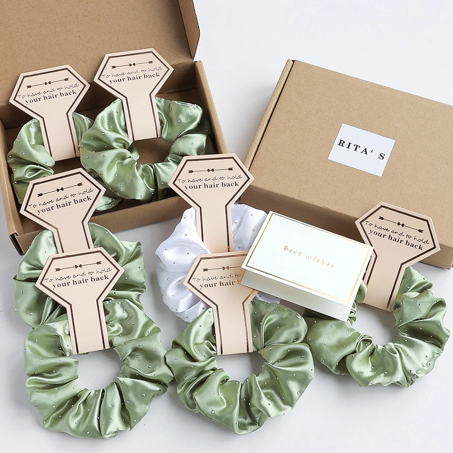 

7Pcs Bridal Shower Gifts Diamond Satin Hairband Greeting Card Single Lady Bridesmaids Set Accessories Party Gift Box Gift