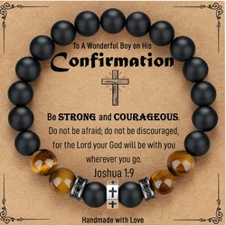 Cross Bracelet Men Boys Gifts for Teen Boys Son Grandson Nephew, Birthday Graduation Christian First Communion Confirmation Gift