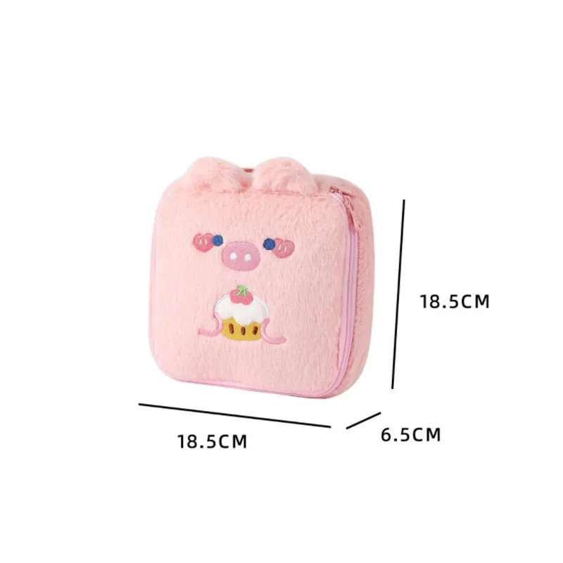 Cartoon Plush Cosmetic Bag Large Capacity Makeup Bag For Girls Square Travel Organizer Storage Bags Rabbit Ears Toiletries Pouch