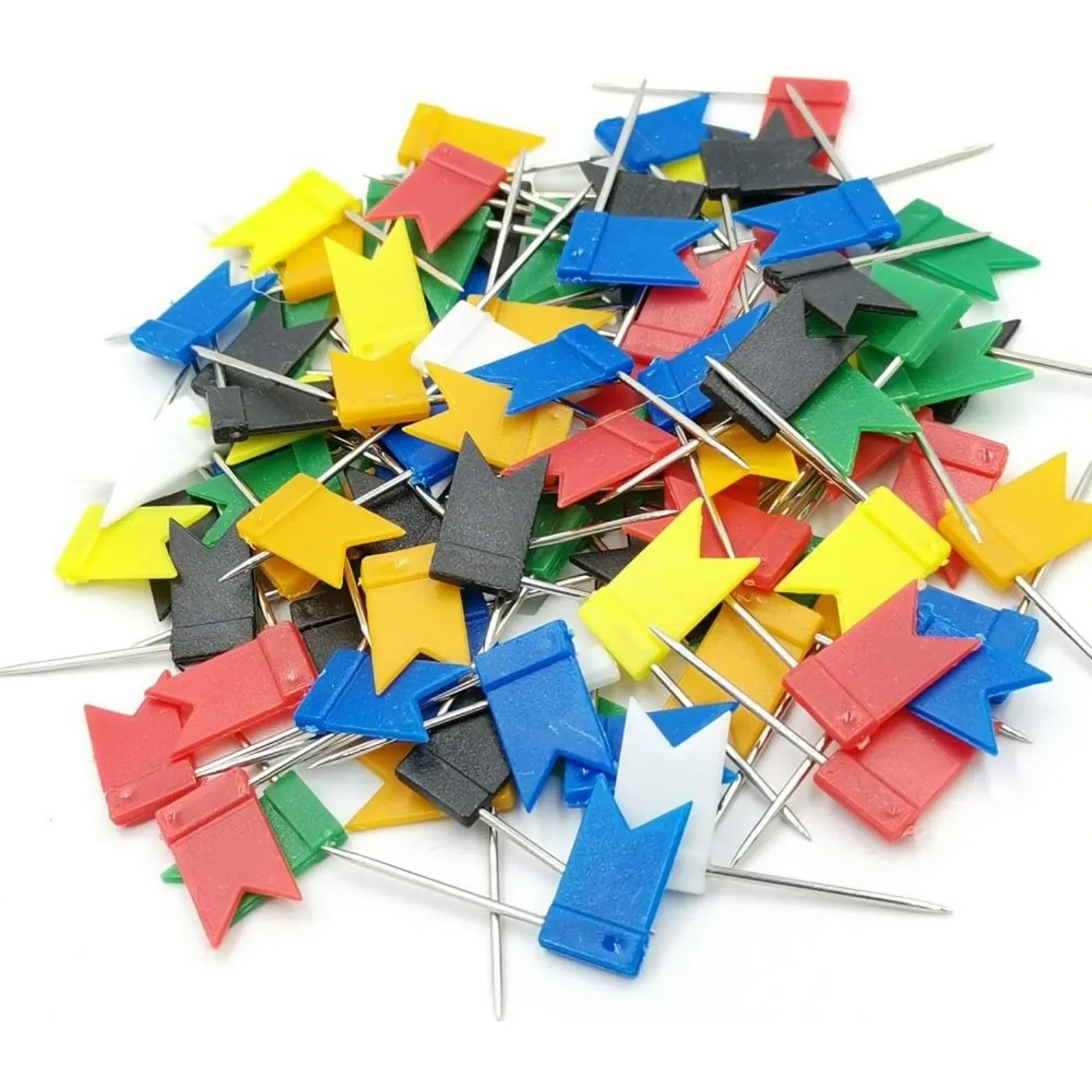 

100PCS Map Flag Push Pins, Newlan Colorful Map Tacks Push Pins, Flag Tacks with Steel Points - 7 Colors