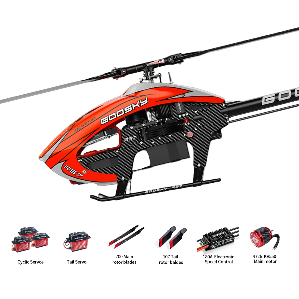 เฮลิคอปเตอร์บังคับวิทยุ GOOSKY RS7 700 6CH 3D แอโรบาติก มอเตอร์ไร้แปรงถ่านคู่ ขับเคลื่อนโดยตรง รุ่นคอมโบ รุ่น PNP