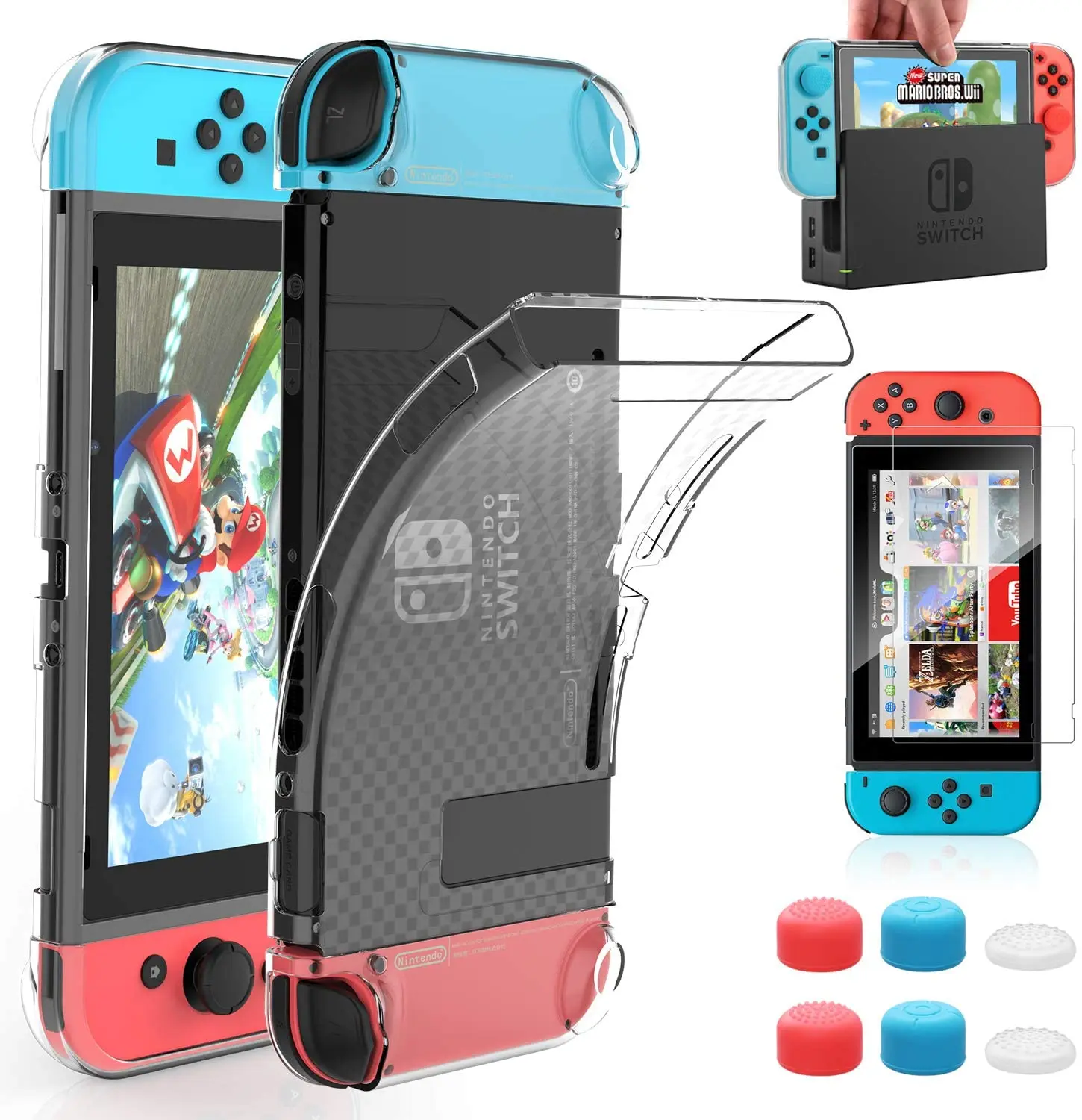 HEYSTOP Case Compatible with Nintendo Switch Dockable Clear Protective Case Cover for Nintendo Switch and Joy-Con Controller