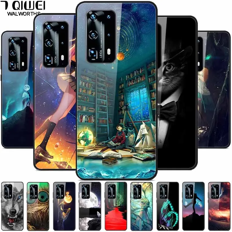 Cover For Huawei P40 Pro / P40Lite Case Luxury Tempered Glass Fundas for Huawei P40 Lite P 40 Bumper P40Pro Fashion Cool Coque