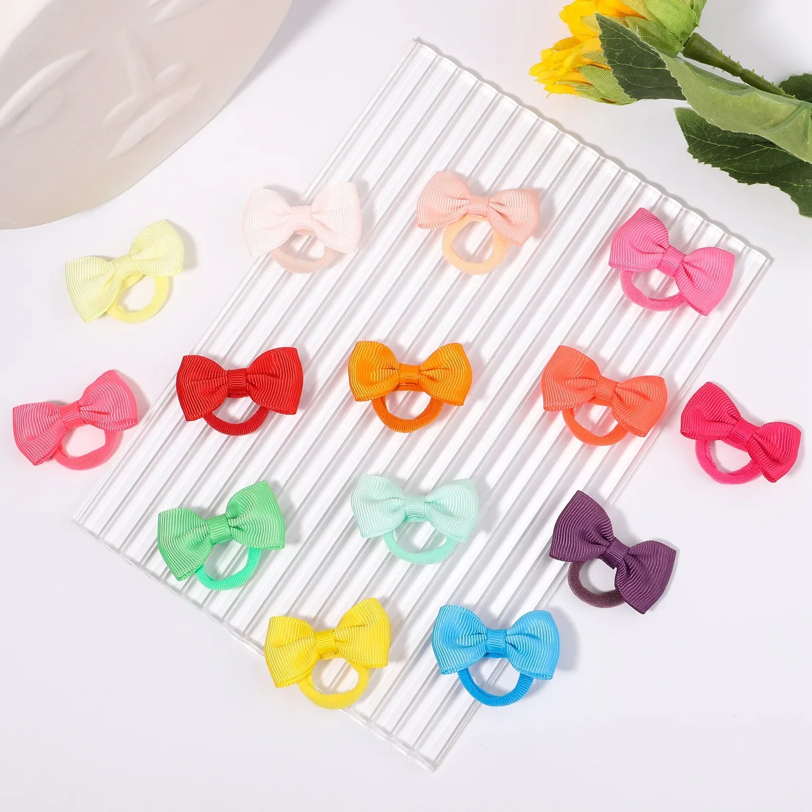 Elastic Hair Bandas para Meninas, Mini Arcos, Nylon Rubber Band, Titular Rabo de Cavalo, Headwear, Kids Hair Accessories, Cute, 10Pcs, Set