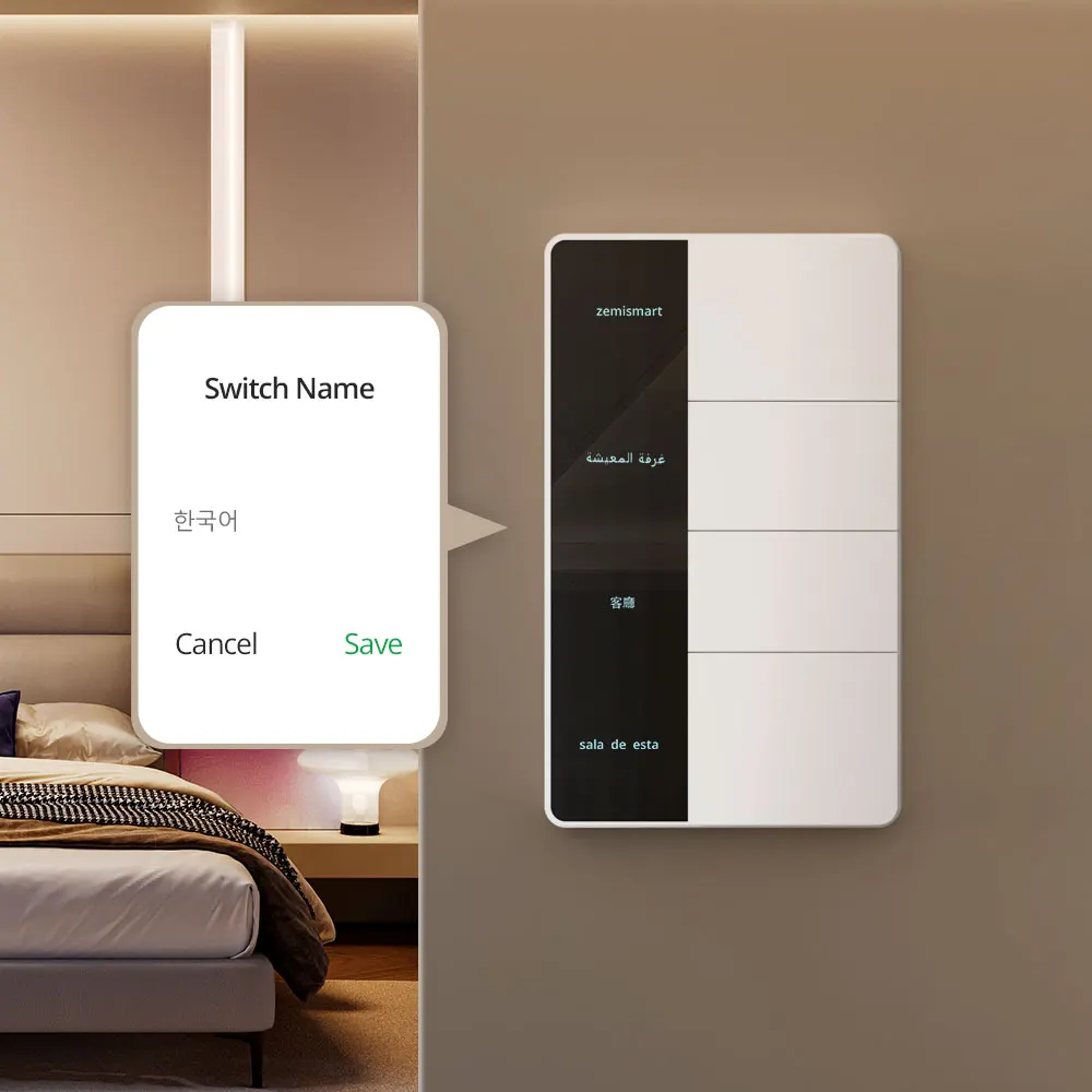 

Zemismart 1234 Gang Push Button Zigbee Tuya Smart Wall Light Switch DIY Name Screen Homekit Control via M6 Hub Alexa Google Home