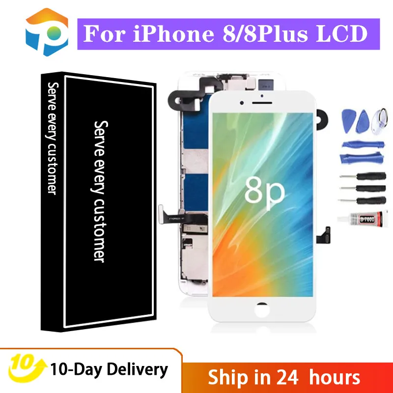 For iPhone 8 LCD Display 8 Plus Screen Replacement 3D Touch Digitizer Full Assembly Kit with Front Camera Earspeaker Repair Tool