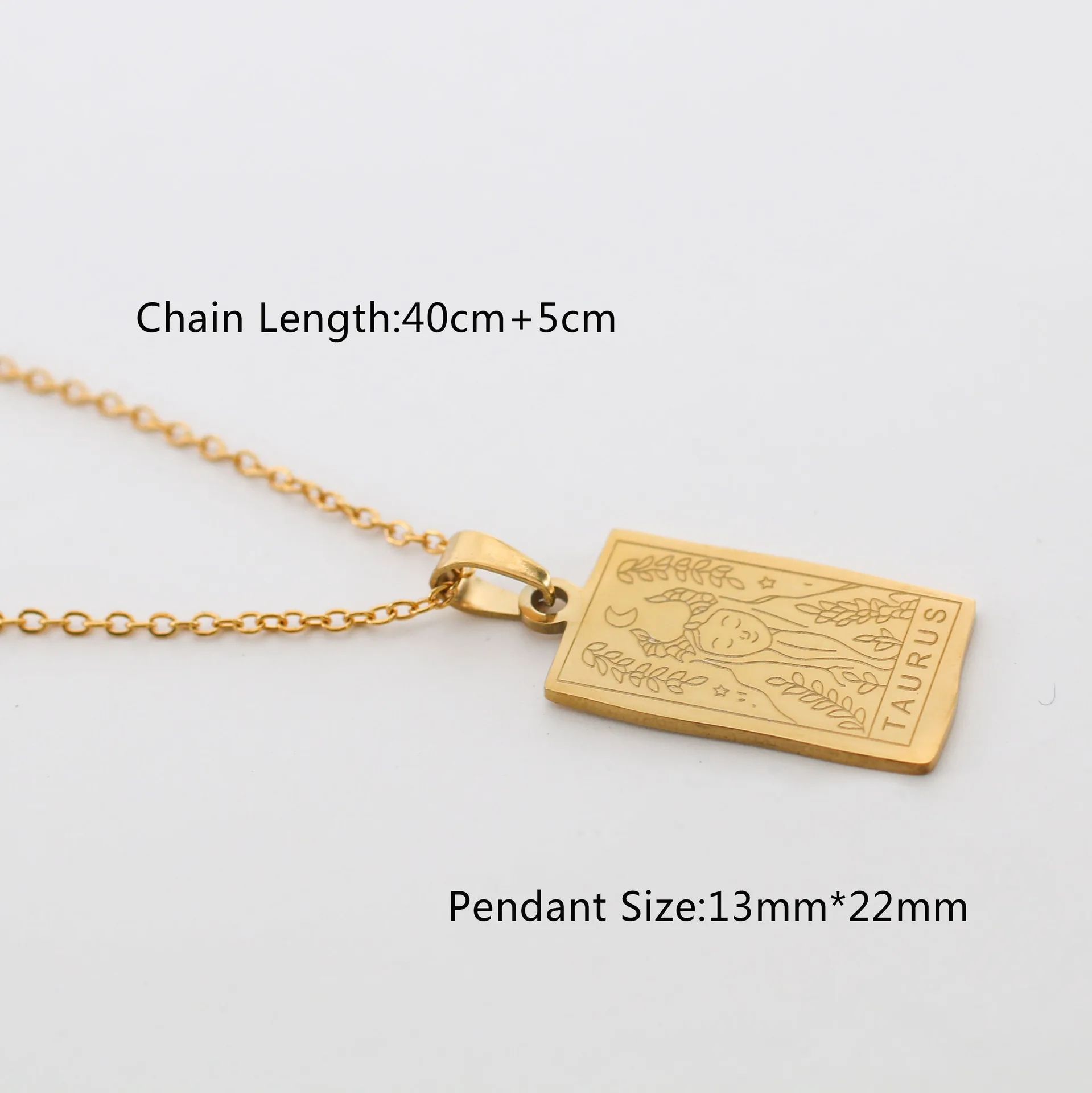 Lucky Bracelet Hand String European And American-Style Irregular Square Pendant Necklace Stainless Steel 12 Zodiac Signs Women’s