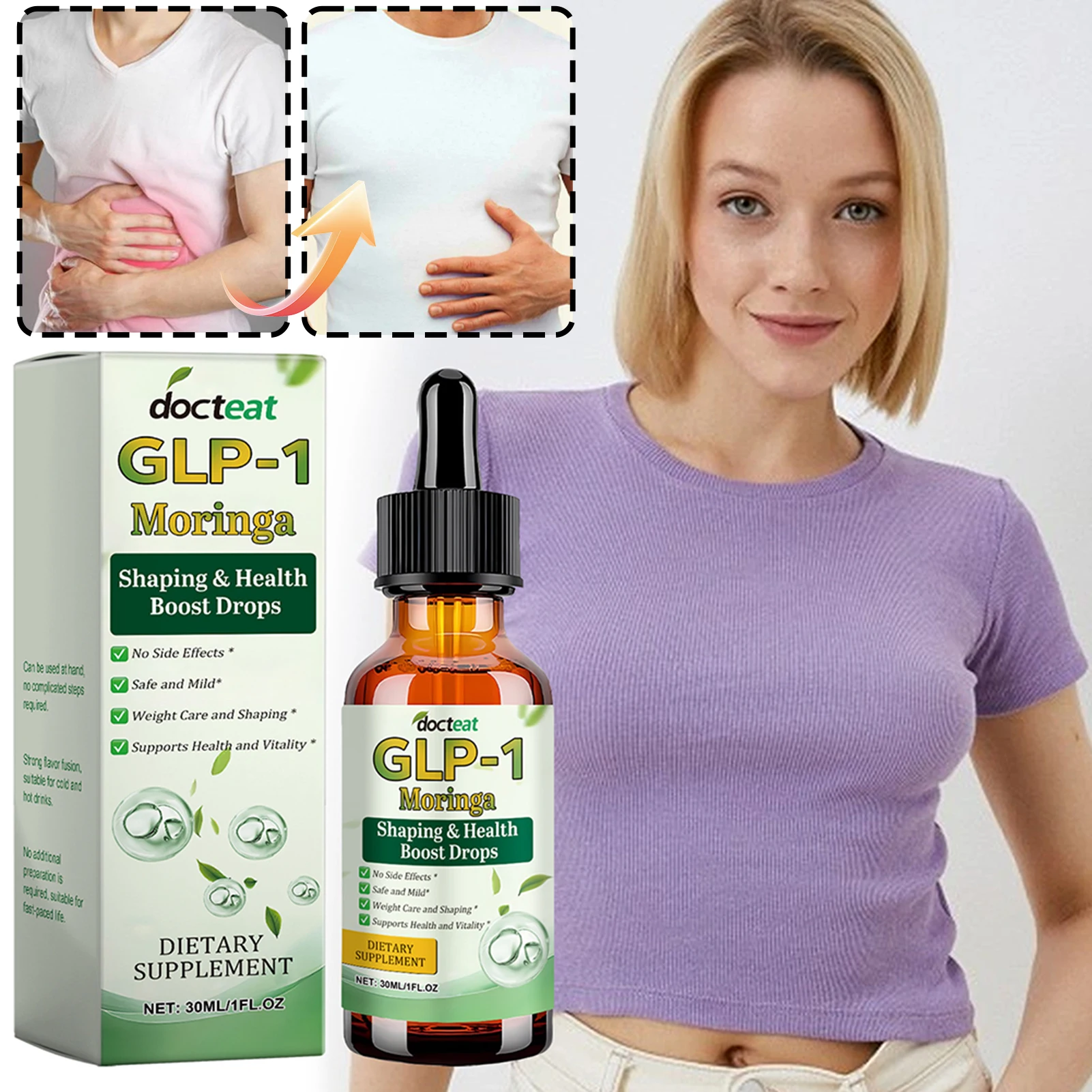 30ml GLP-1 Moringa Drops GLP-1 Moringa Slimming Health Boost Drops Gut Digestive Immune Energy Support Weight Management