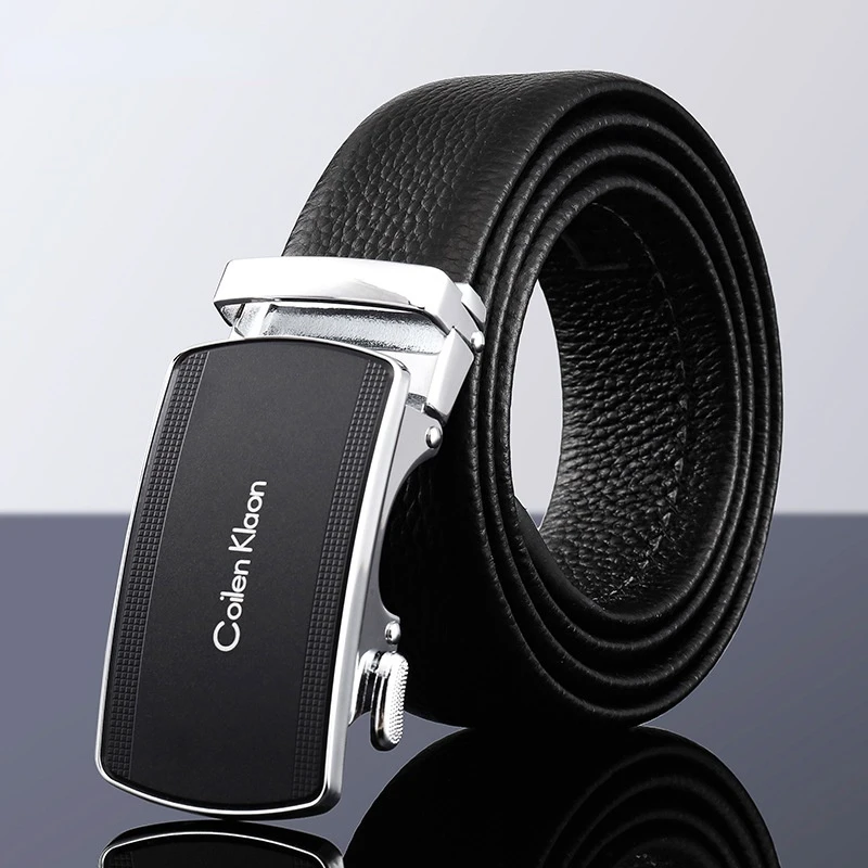 Men's belt leather automatic buckle retro alloy wear-resistant mirror buckle head 100-130cm soft belt body business men's belt