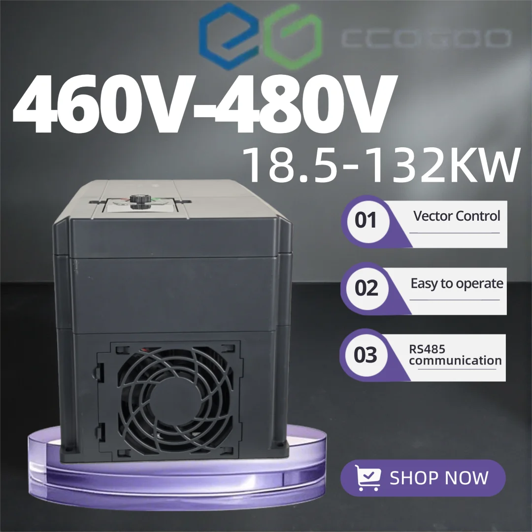 Frequency Converter 460V-480V VFD 3P Input to 3P Output 18.5kw-132kW Industrial Speed Controller for Motor Adjustment
