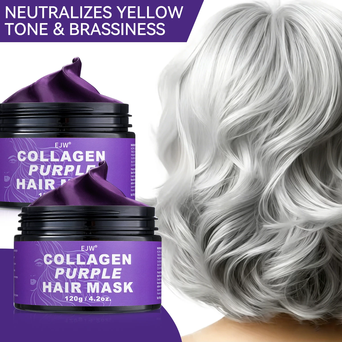 Keratin Purple Hair Mask, Light And Non Greasy, Deeply Hydrating,Suitable for Blonde, Platinum, And Grey/Silvery Hair.