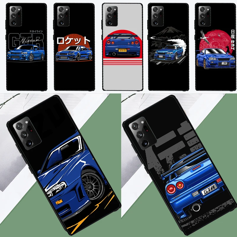 Skyline R34 Blue Case For Samsung Galaxy S21 S20 FE Note 20 Note 10 Plus S8 S9 S10 S10e S22 S23 Ultra Cover